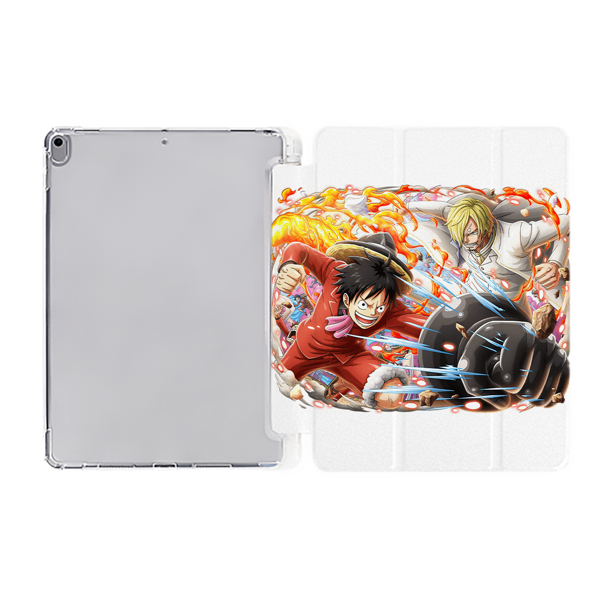 （画像用） ワンピース モンキー・D・ルフィ ONE PIECE Monkey D. Luffy IPad ケース ペン収納付き 三つ折りスタンド PUレザー×シリコン 対応機種9.5/10.5/10.9インチ